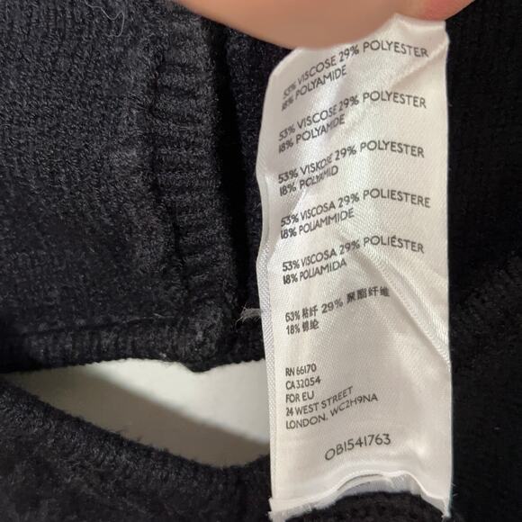 FREE PEOPLE Small World Cable Knit Sweater Dress Black Sz L {SS3} - Picture 6 of 6